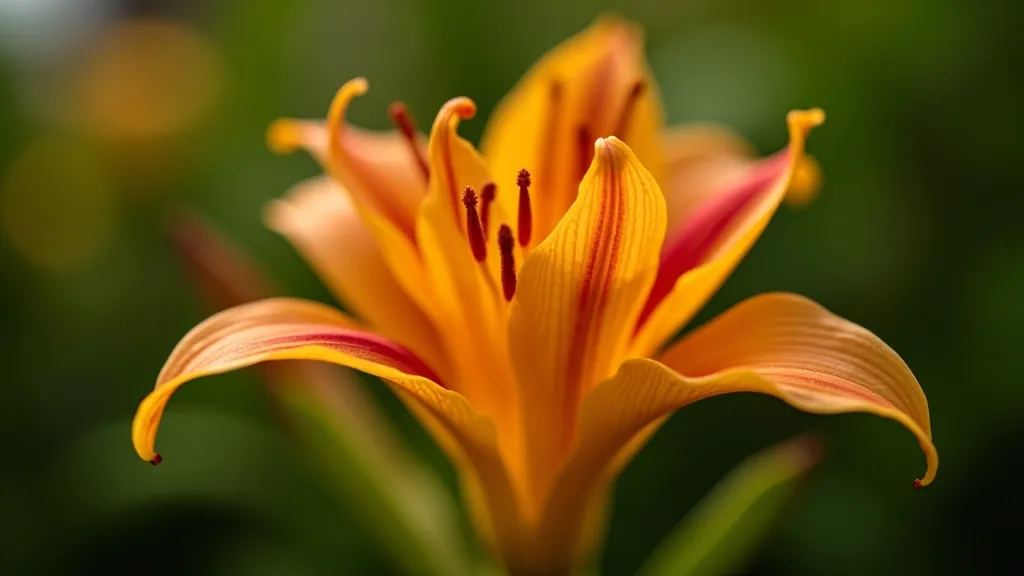 Close-up of exotic flowering plant species with unusual petals and vibrant colors, botanical detail showing horticultural diversity